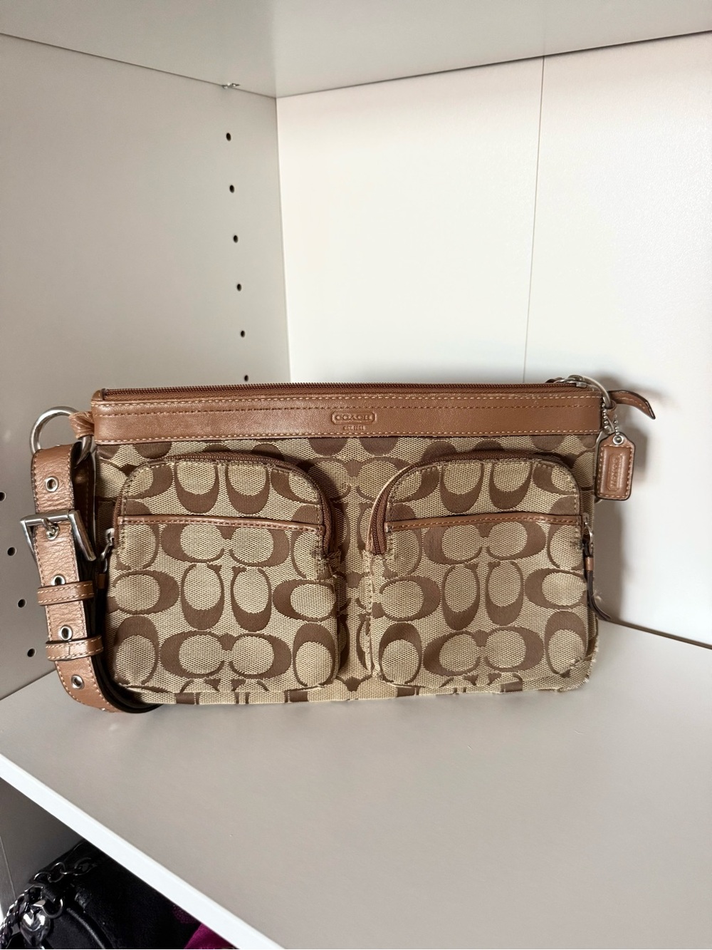 Vintage Coach Y2K Signature Canvas Shoulder Bag